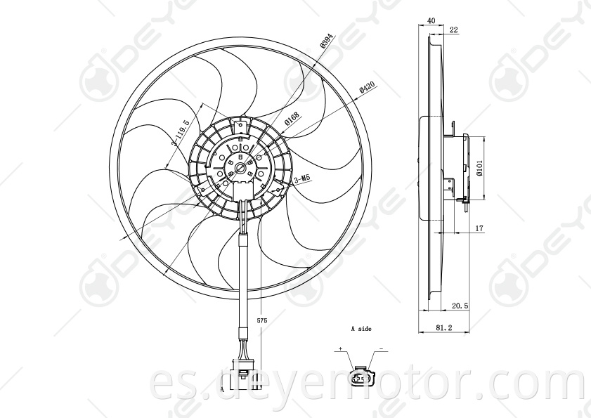 Ventilador de refrigeración del radiador 7H0959455A para VW MULTIVAN VW TRANSPORTER